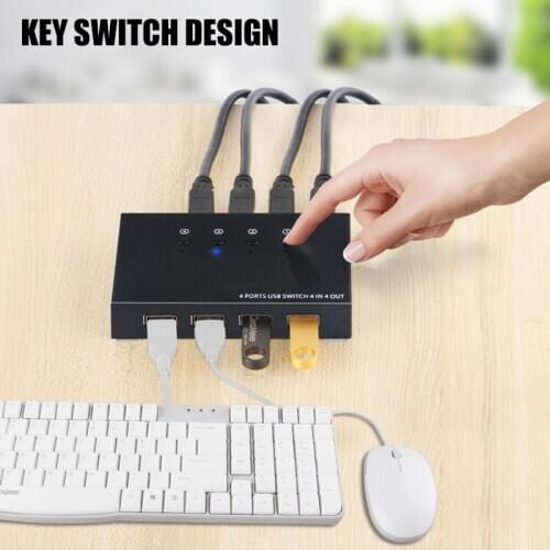 4 In 4 Out USB Switch KVM Switch Box 4 USB2.0 Switcher PC Sharing Splitter for Keyboard Mouse Printer Sharing PUO88
