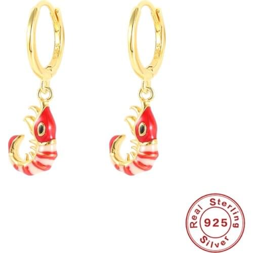 BOKAO 2021 Summer Huggie Earrings Pendientes Plata 925 Ocean Lobster Drop Earrings Piercing Woman Jewelry Bijoux Femme Серьги