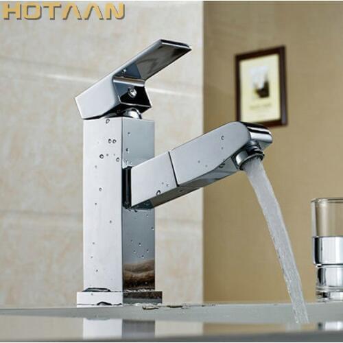 Hot selling,Free shipping Kitchen bathroom sink basin mixer tap chrome pull out brass Faucet YT-5032