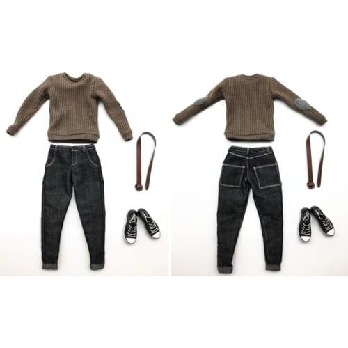 1/6 Scale Soldier model clothing Male trendy light gray peach collar sweater Model For 12'' Action Figure Body DIY Accessories