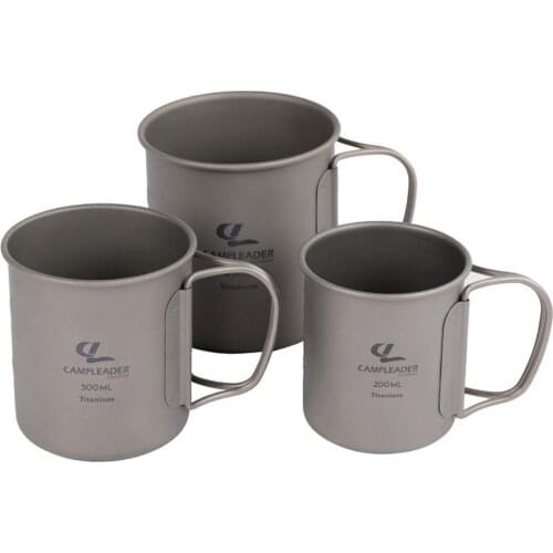 Camping Titanium Cookware Set Foldable Handles Water Cup Set Tourist Tableware Picnic Utensils Outdoor Equipment Travel Cooking