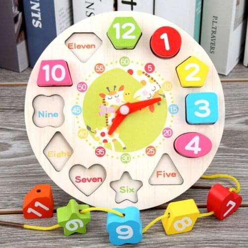 Table Play Toy Realistic Puzzle Clock Beaded Building Blocks Wooden Brain Training Portable Table Game Creative Gift H3CD