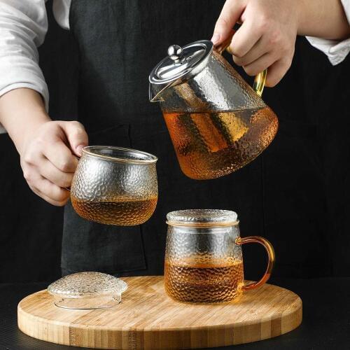Small Heat Resistant Glass Teapot With Infuser Chinese Puer Kettle Coffee Glass Maker Convenient Office Tea Pot