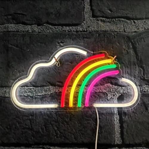 Neon Sign Light LED White Cloud and Rainbow Neon Night Light Art Wall Decor for Bedroom Birthday Party Wedding Bar Wall Decor