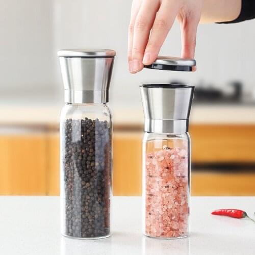 Stainless Steel Manual Spice Salt And Pepper Mills Grinders Set Metal Mechanism Adjustable Refillable For Cooking Kitchen Food