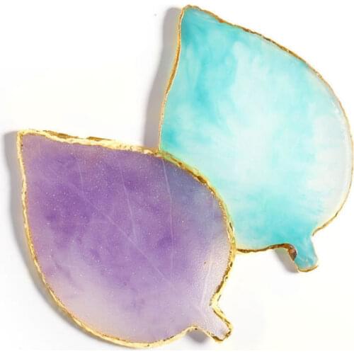 6-color Nail Palette Resin Agate Piece Nail Art Palette Tool Nail Art Paint Tree Leaf Shape Nail Display Stand 7*11cm