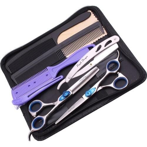 Barber Hairdressing Scissors Reserved Teeth 6" Stainless Purple Dragon Hair Cutting Scissors Thinning Scissors Right Hand 1126