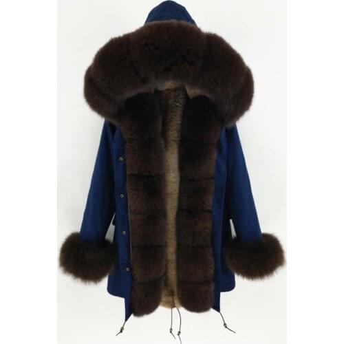 Real Fur Parka Women Winter Jacket Nature Fox Fur Hooded Coat Real Fur Lining Jacket Female Real Fur Coats