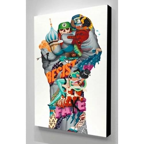 Pluralism Fist HD Prints Cartoon Gift Canvas Wall Art Painting Modular Pictures Home Decoration Poster Living Room No Framework