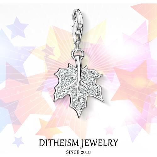 Maple Leaves Charm Pendant,2018 Fashion Jewelry 925 Sterling Silver Love Romantic Gift For Women Girls Fit Bracelet Necklace Bag