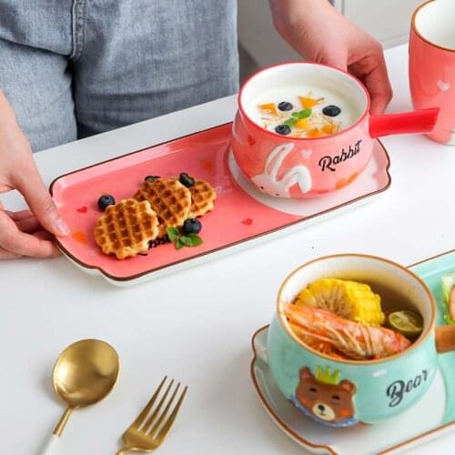 Посуда Childrens Breakfast Tableware Set Cute Animal Cartoon Divided Plate Creative Home тарелки для еды Vajilla Japanese Style