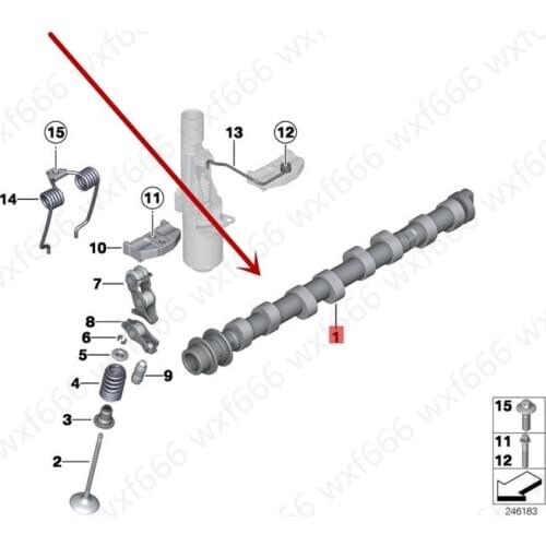 Car Engine camshaft X1 E84 28I N20 Z4 E89b mwF10 520I F11 X3 F25 F20 F35 F18 Near exhaust ejector