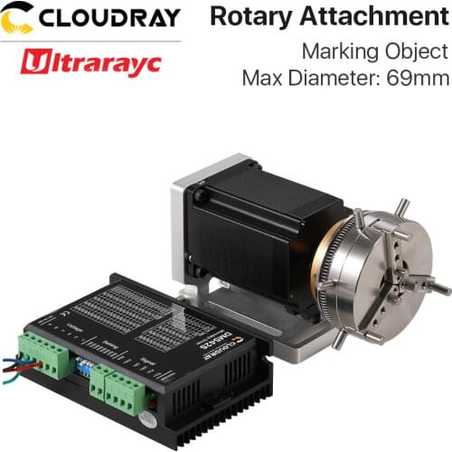 Ultrarayc Rotary Device Diameter 69mm Rotary Expansion Axis + Driver for Fiber Laser Marking Machine & Co2 Engraving Machine