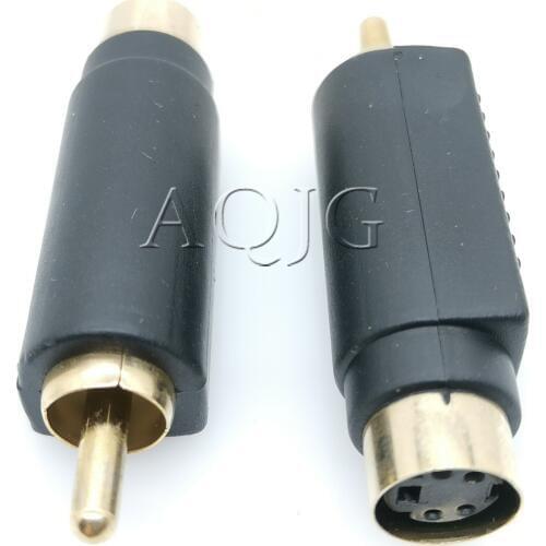 S-video MINI DIN 4PIN Plug Female to AV RCA Plug male Audio extension Adaptor Gold Plated