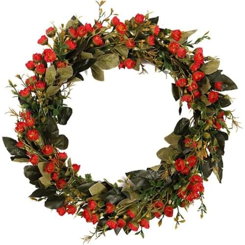 Spring Summer Wreath Artificial Flower Wreath for Front Door Wedding Party Window Wall Hanging Valentines Day Home Decor