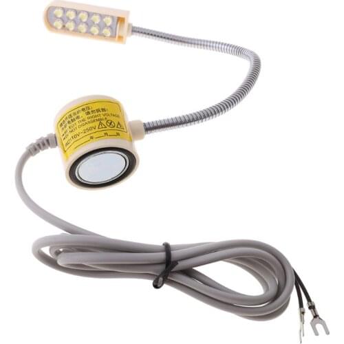 10 LED 110-250V Magnetic Base Sewing Machine Gooseneck Working Light Lamp White