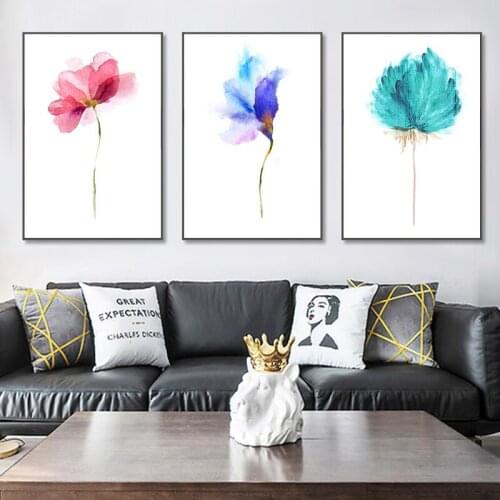 Nordic Posters And Prints Watercolor Flowers Wall Art Canvas Oil Paintings Floral Home Decorative Pictures Bedroom Decor