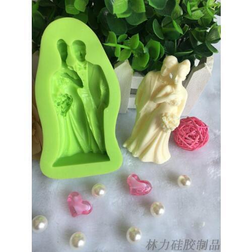 Bride groom wedding dress silicone fandont mold Silica gel moulds Chocolate molds candy mould silicone molds