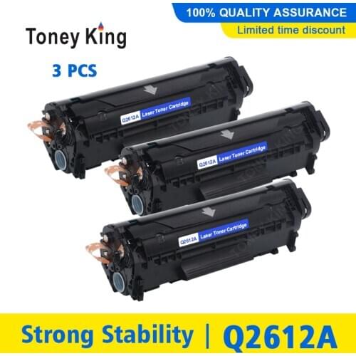 Toney King 3PCS Toner Cartridge Q2612A 12A 2612 Compatible for HP LaserJet 1010 1012 1015 1020 3015 3020 3030 3050 1018 Printer