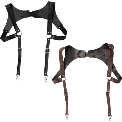 Vintage Leather Suspender Mens Medieval Renaissance Harness Adjustable Chest Shoulder Belt Strap Halloween Sexy Cosplay Costumes