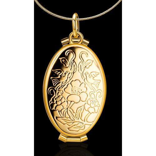 Vintage Style Delicate Oval Gold Locket Necklace Secret Hiding Place Photo Locket Necklace Jewelry Photos Box