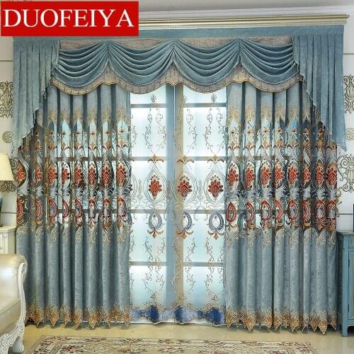 Curtains for Living Room Valance for Bedroom Custom European Chenille Villa Window Doors with Hollow Embroidered Curtains