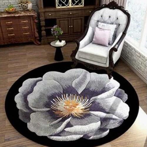 ALITEXTILEBTOC 100% Wool Carpets Rectangle Round Carved Door Mat Floral Hand Carved Korean Comfortable Carpets For Bedroom