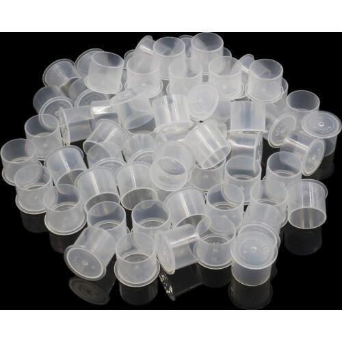1000Pcs 11mm 14mm 17mm 20mm Plastic Microblading Makeup Tattoo Ink Cups With Base Pigment Ink Caps Tattoo Accessories Supply