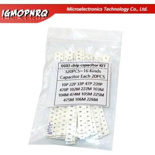 16values*20pcs=320pcs 0603 0805 1206 SMD Capacitor assorted kit component diy samples kit new and original