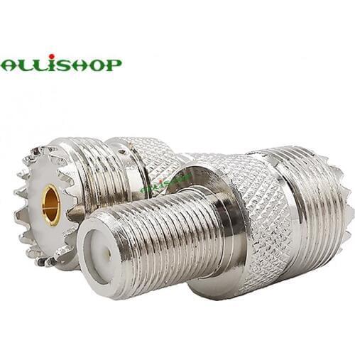 2Pcs F Type Female to UHF Female SO239 PL259 Connector RF Coax Adapter F Type Jack to UHF SO239 PL259 Jack RF Converter