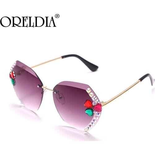 2021 Vintage Rimless Rhinestone Sunglasses Women Men Fashion Gradient Lens Sun Glasses Female Luxury Brand Design Eyewear UV400