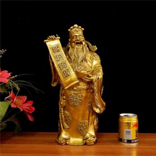 40CM LARGE 2021 good luck home shop business bring wealth and fortune God of wealth CAI SHEN YE GOD Brass Sculpture Ornament