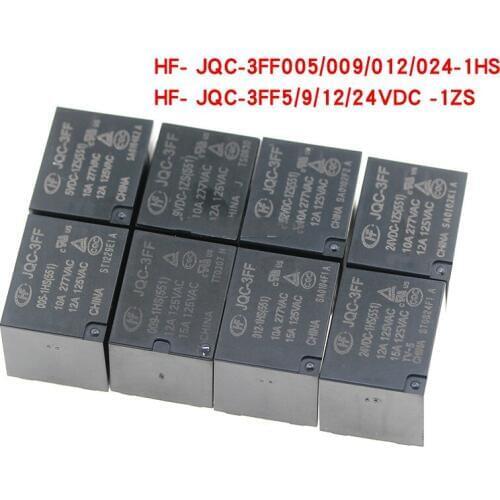 5PCS HF- JQC-3FF-5 005 9 009 12 012 24 024 VDC -1ZS 1HS Relay
