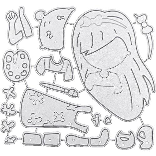 896A Carbon Steel Scrapbooking Embossing Stencil, Girl Painting DIY Printing Steel Mould for Album Paper Card Making