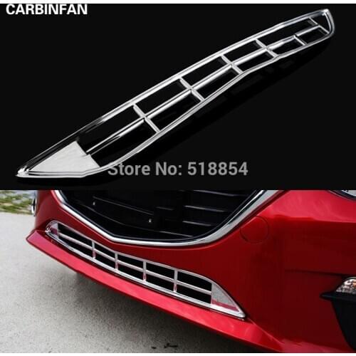 ACCESSORIES FIT FOR MAZDA 3 2014 2015 CHROME FRONT LOWER BUMPER GRILL MESH COVER MOLDING GRILLE TRIM INSERT GARNISH GUARD