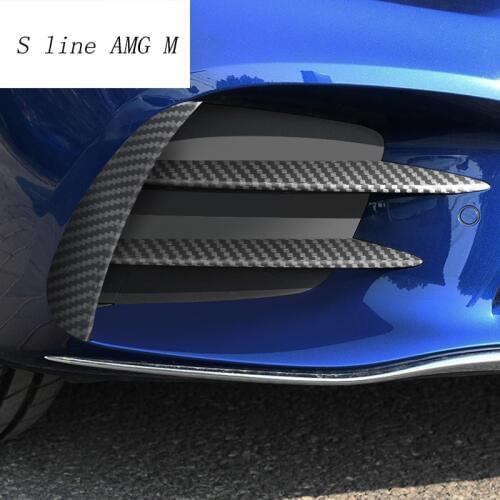 Car styling for Mercedes Benz C Class W205 head fog lamp grille slats auto lights covers Stickers Trim Carbon fiber Accessories