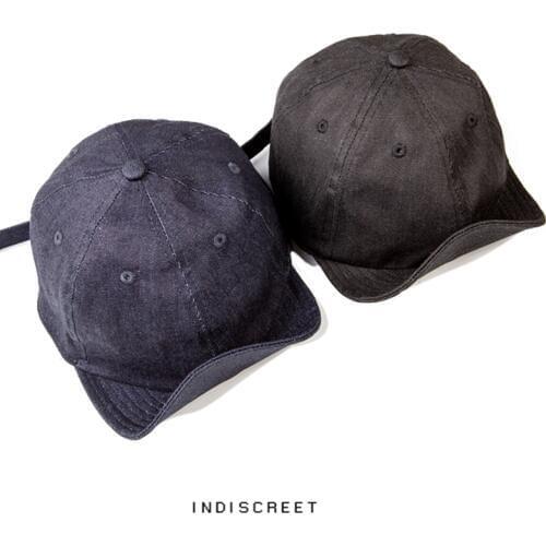 Cowboy Soft Peaked Cap ,Japan Style Adjustable Men Black /Blue Retro Curling Baseball Hat With Short Visor