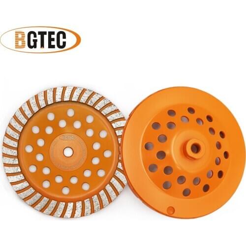 BGTEC 2pcs 7 inch Diamond Turbo Row Grinding Cup Wheel 180mm Grinding disc for marble, concrete, Masonry, construction material