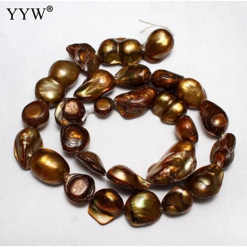 11-12mm Coffee Nuggets Loose Pearl Beads Cultured Baroque Freshwater Pearl Beads Diy Jewelry Making Bead Pearls 0.8mm 15 Inch