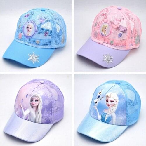 Disney Genuine Frozen Elsa Princess Accessories Girls Mesh Hat Sun Hat Duck Tongue Baseball Sun Hat