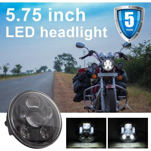 Black 5-3/4" 5.75 Round LED Headlight Hi-Lo Motorcycle Fit For Harley Davidson