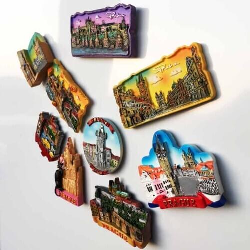 Czech Prague Magnetic Sticker Bear Big Bell Tower Fairy Tale Building Fridge Magnet decor fridge fridge magnet souvenir