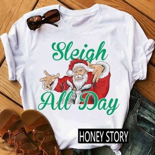 Cute Santa Claus Graphic Printed T-shirt New Fashion Short Sleeve Women Tshirts Ladies Harajuku Clothes Unisex Casual Tops Tee