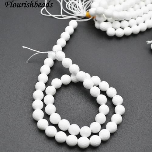 Faceted Natural White Agate Stone Round Loose Beads 4mm 6mm8mm 10mm 12mm 14mm