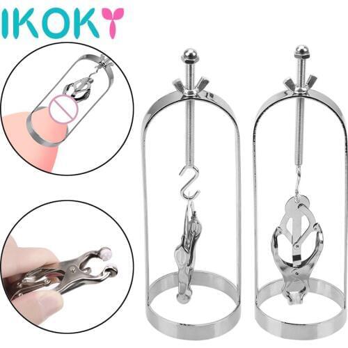 IKOKY 1 Pair Bondage Adjustable Metal Nipple Clips Nipple Stimulator Breast massage Retention Device Torture Play Clamps