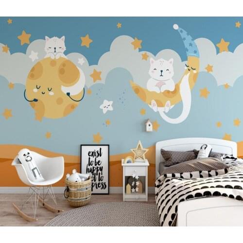 Customized modern Modern cartoon blue background animal childrens room background 3d wallpaper wall papers home decor