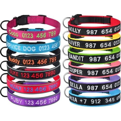 Custom Free Embroidered Name Dogs Collar Personalized Puppy Medium Large Unisex Dog Collar Adjustable Nylon Products Dog Collars