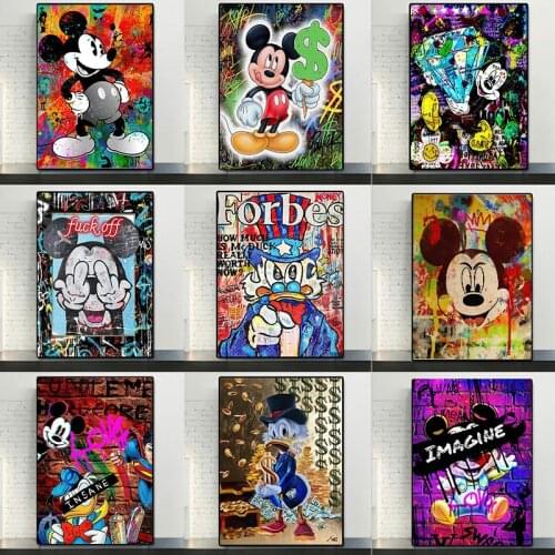 Mickey And Minnie Mouse Graffiti Love Poster Picture On The Wall Art Prints Disney Canvas Painting For Living Room Decoration