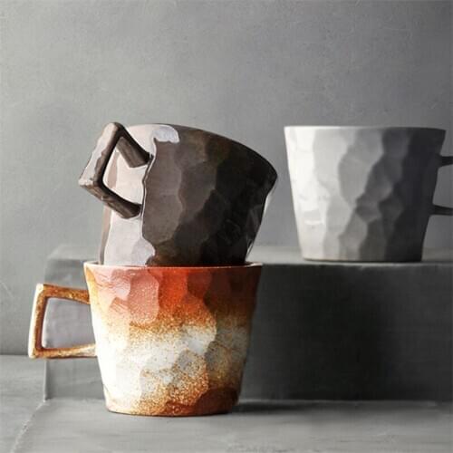 Japanese Ceramic Coffee Cup Creative Retro Coarse Pottery Milk Juice Mug Simple Office Drinkware Handmade Kiln Change Tea Cup