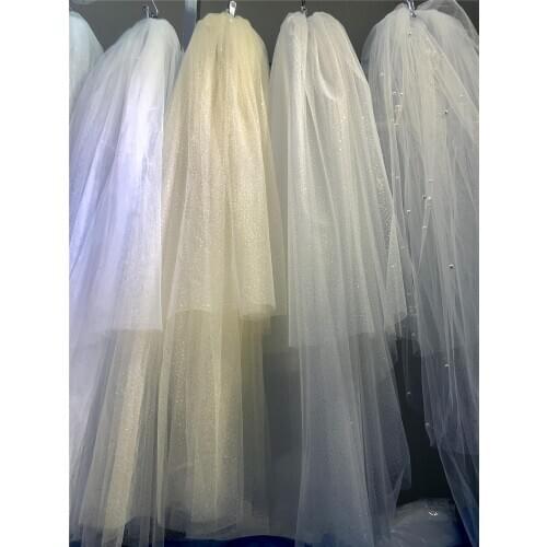 Bling Bling Two-Layer Short Bridal Short Wedding Veil Shiny Glitters White Champagne Bridal Mesh Veil Comb Bride Accessories